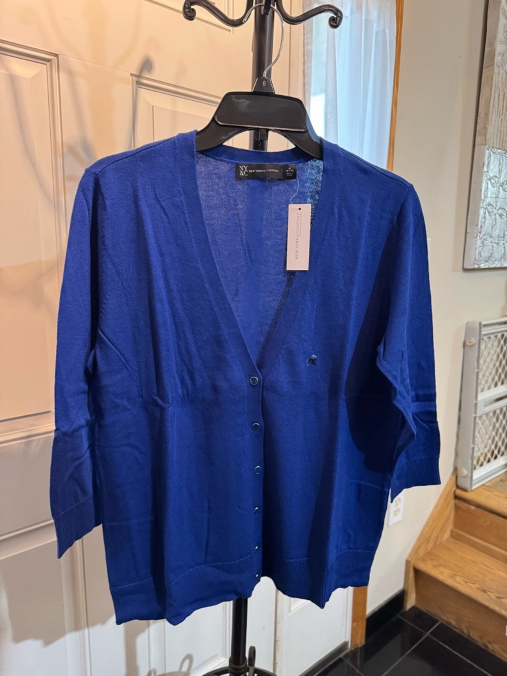 New York & Company Royal Blue Button-Up Cardigan